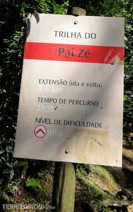 Sinalização de uma das trilhas de São Paulo