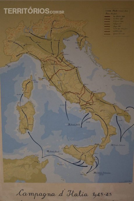 Painel mostra o avanço dos aliados na Itália