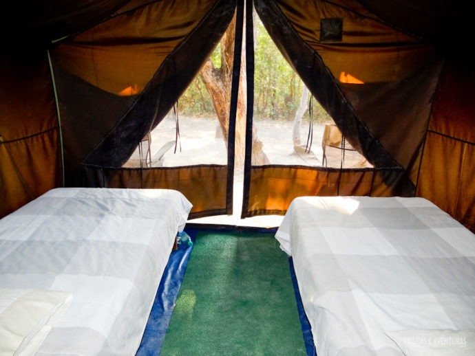 Vista de dentro da barraca para 2 pessoas na hospedagem no Jalapão
