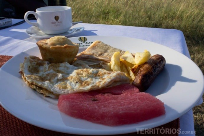 café da manhã depois do voo de balão