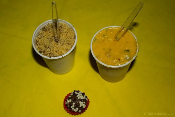 Paçoca, vatapá e brigadeiro