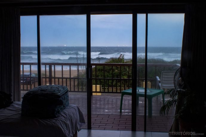 Vista do nosso quarto de hotel em Durban
