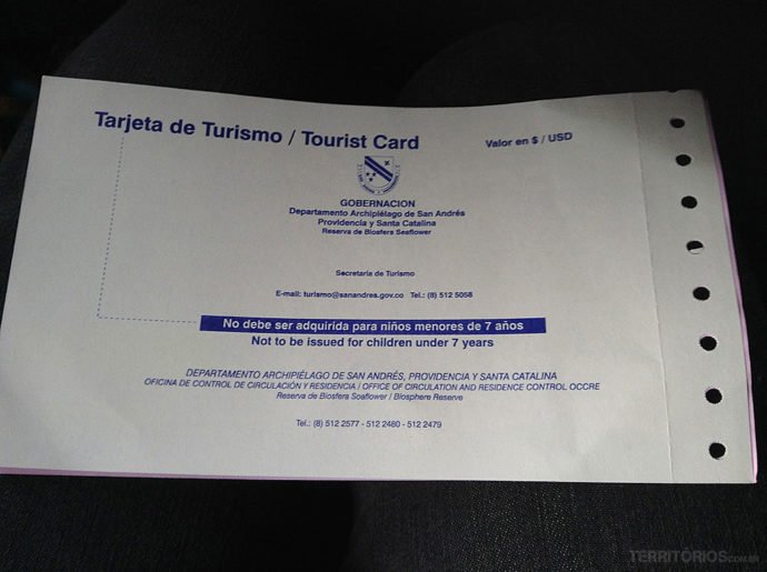 Tarjeta de turista custa 49 mil pesos colombianos