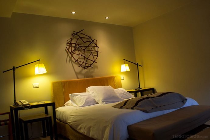 Meu quarto no Hotel Patagónico, um dos hotéis em Puerto Varas