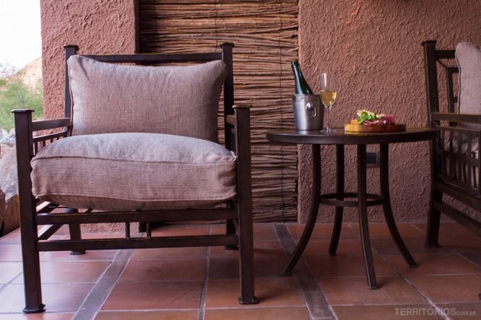 Varanda no melhor hotel no Atacama