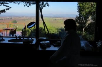 Vista do banheiro para o Vale do Colchagua