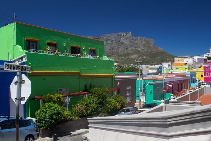 Table Mountain vista do bairro árabe Bo Kaap