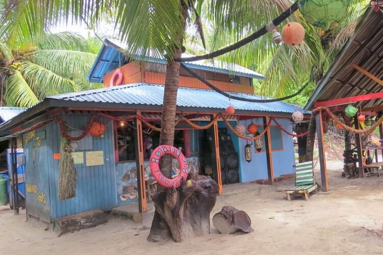 Bar na praia entre coqueiros 
