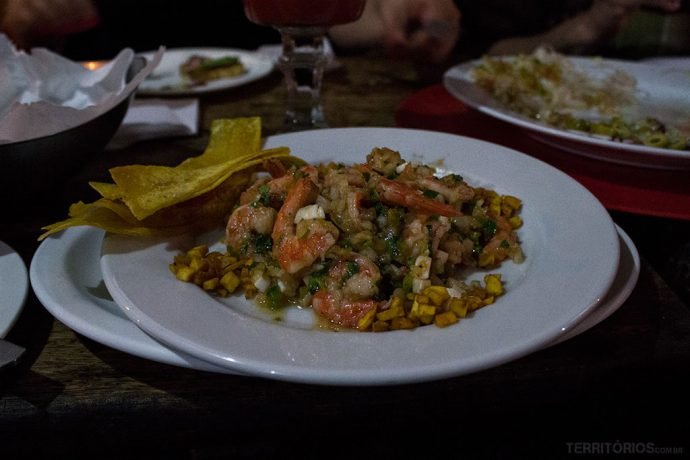 Frutos do mar e muito milho