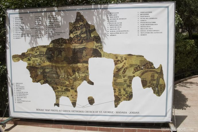 Original do mapa bizantino da Terra Santa encontra-se no piso da Igreja Ortodoxa Madaba