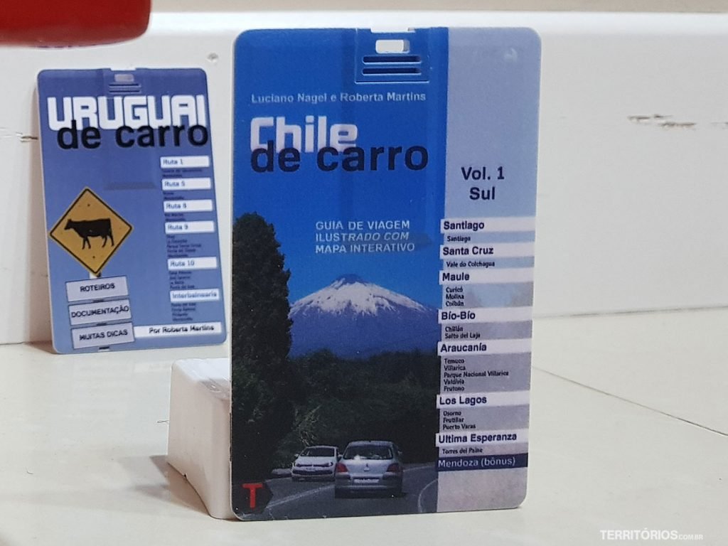 Mini livro Chile de Carro é um pen card