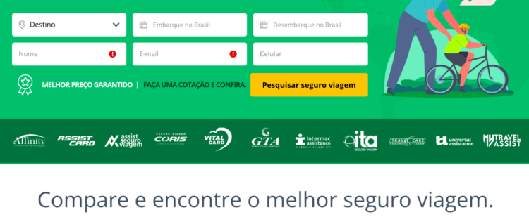 Site de comparador de preços de seguro viagem mais barato