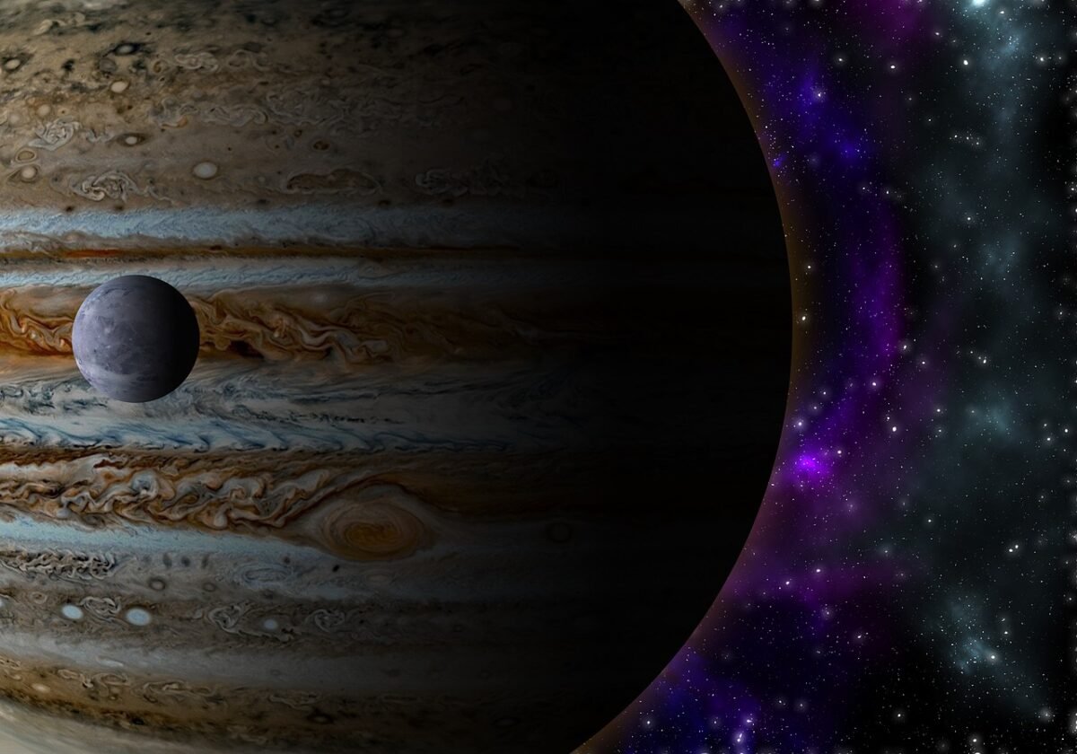 Ilustração de Júpiter no universo