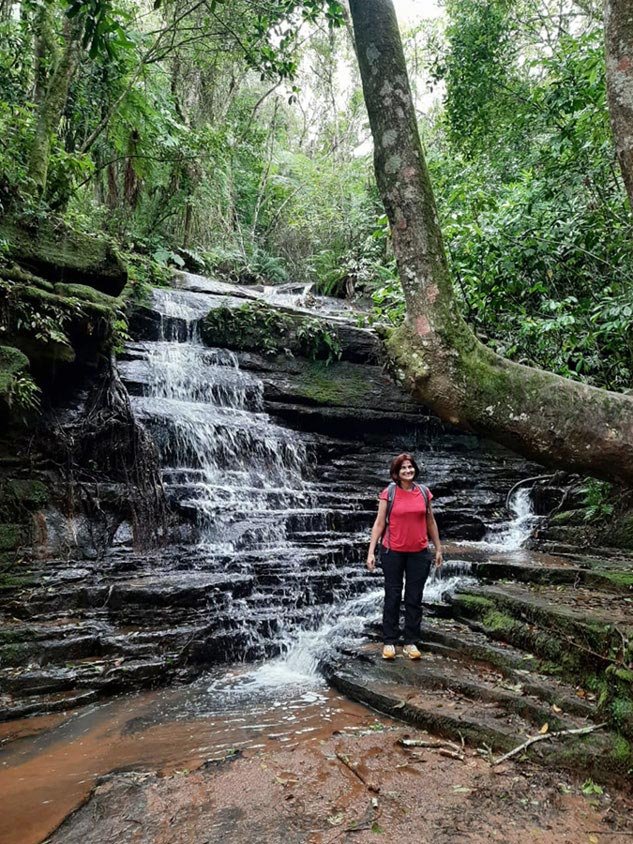 Roberta Martins na Cachoeira do Jacó, em Lomba Grande