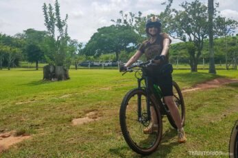 Roberta Martins no passeio de bicicleta em Lomba Grande