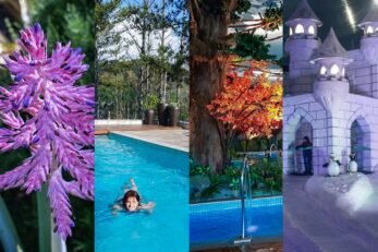 4 imagens representam as estações do ano nos atrativos de Gramado