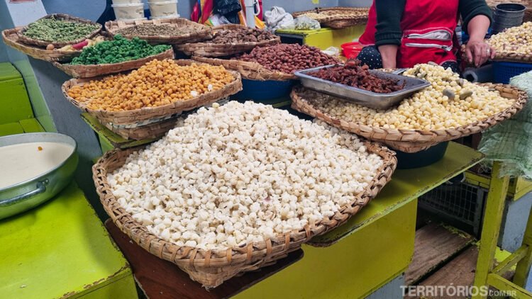 Pipoca no mercado, culinária equatoriana