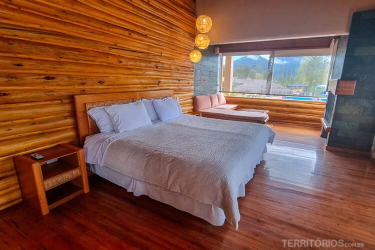 Quarto de cabana de madeira amplo com vista para Otavalo