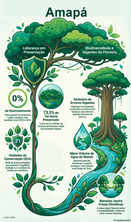 Infográfico sobre preservação no estado do Amapá