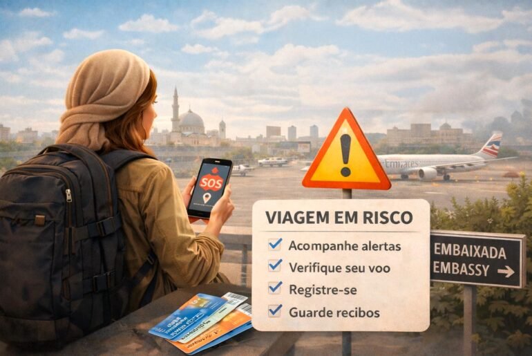 Ilustração para guia de emergência no Oriente Médio